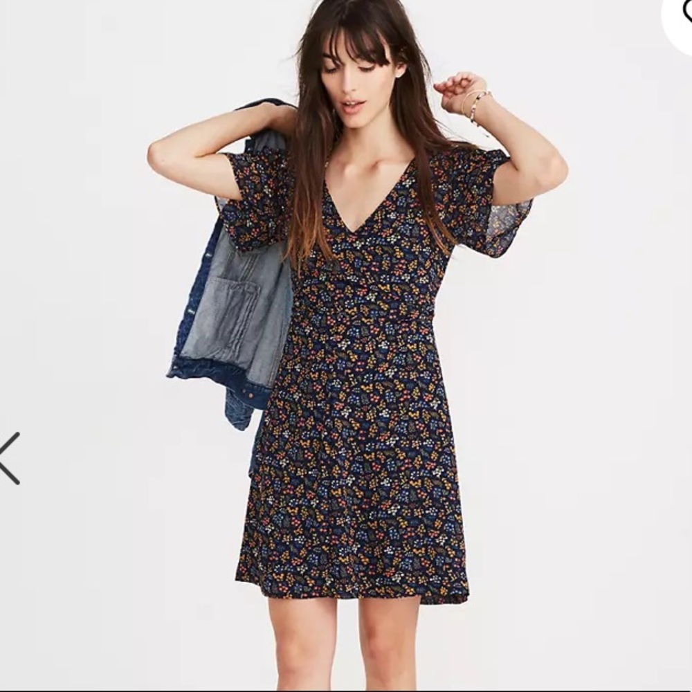 NWT Madewell Cross-Front Mini Dress inGarden Party